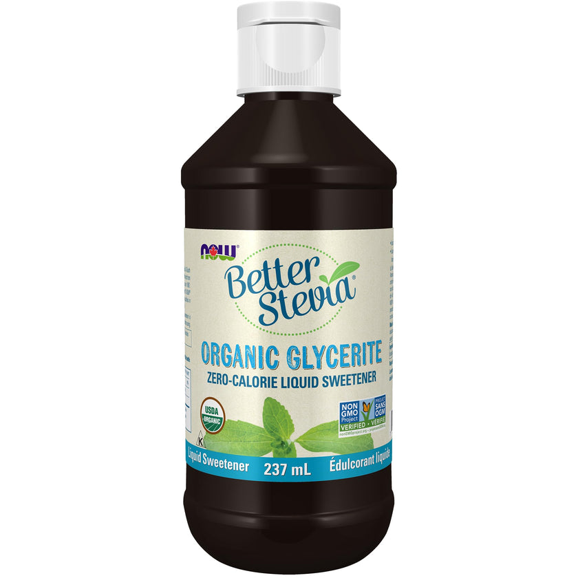 NOW Foods BetterStevia Organic Glycerite Zero-Calorie Liquid Sweetener Keto Friendly, Suitable for Diabetics, No Erythritol, 237ml 🍁 All In One Marketplace Canada