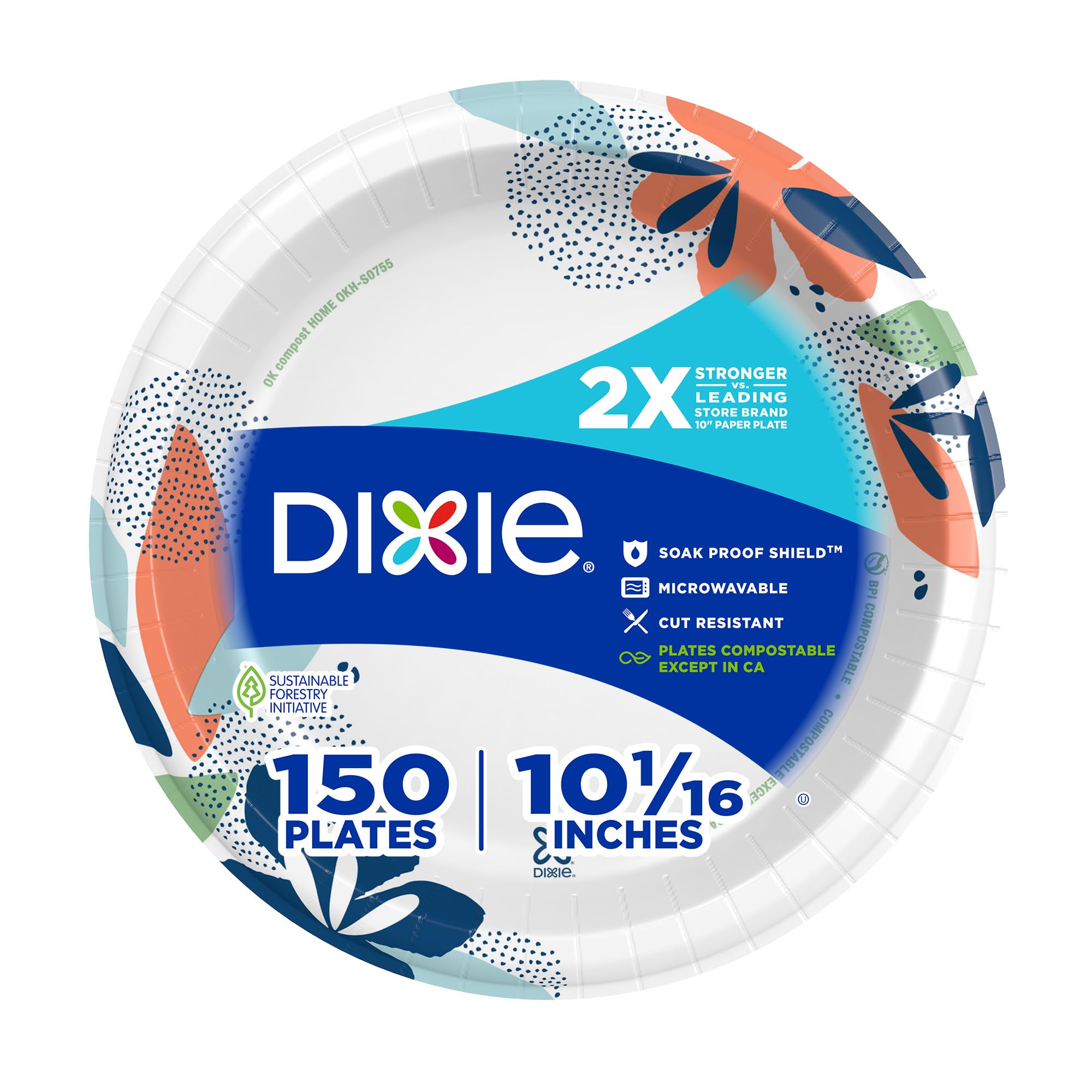 Dixie Large Paper Plates, 10 Inch, 150 Count, 2X Stronger, Microwave-Safe, Soak-Proof, Cut Resistant, Disposable Plates for Everyday Breakfast, Lunch, & Dinner Meals 🍁 All In One Marketplace Canada