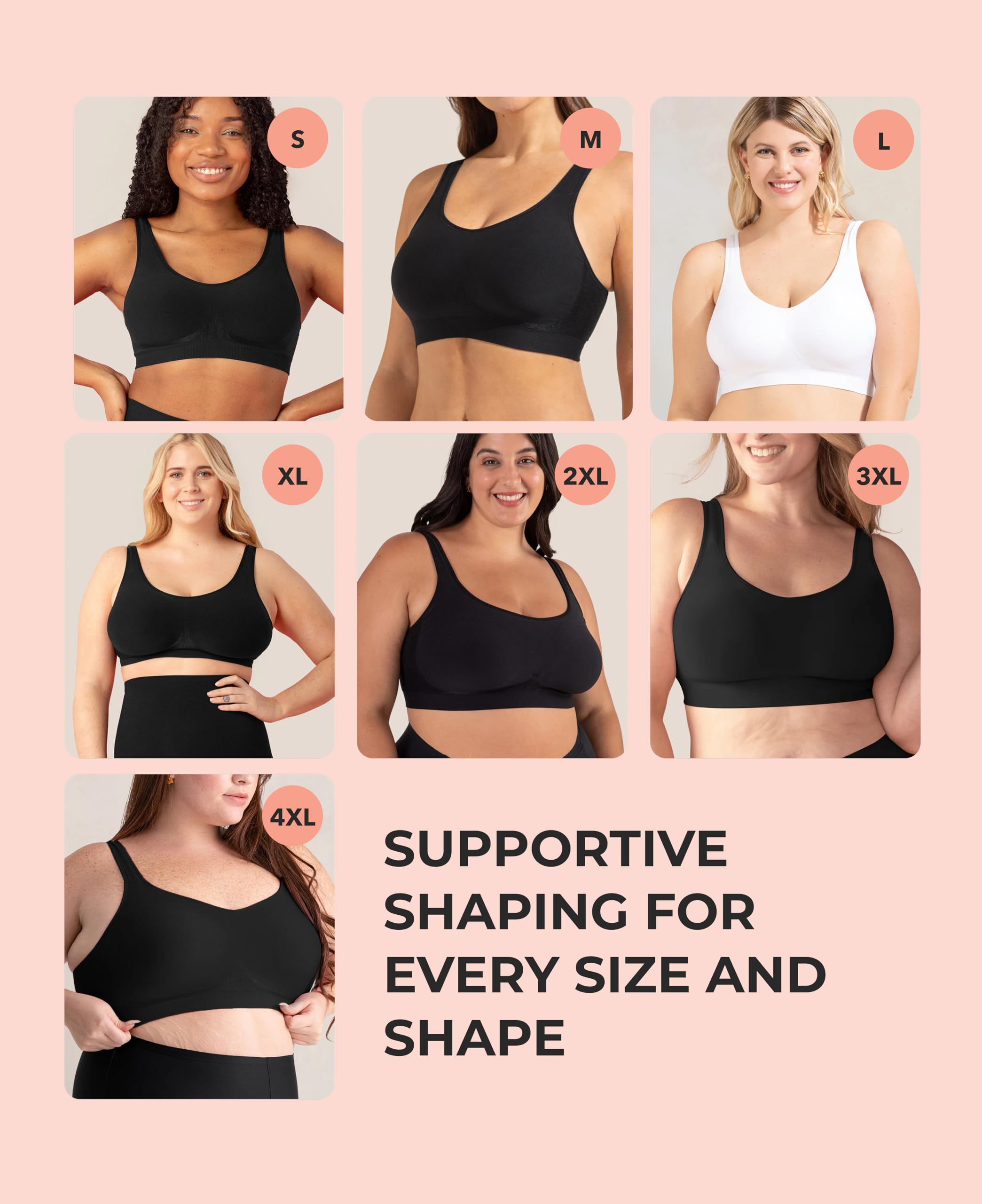 SHAPERMINT Wireless Bras for Women - Full Support Seamless Bralette, Compression Sports Bra, Plus Size Minimizer Bras, Padded Wirefree Bra for Women White 🍁 All In One Marketplace Canada