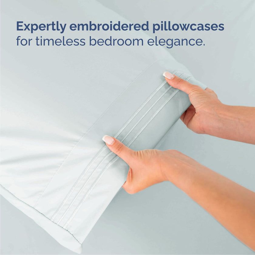 Queen Size 4 Piece Sheet Set - Comfy Breathable & Cooling Sheets - Hotel Luxury Bed Sheets for Women & Men - Deep Pockets, Easy-Fit, Extra Soft & Wrinkle Free Sheets - Ice Blue Oeko-Tex Bed Sheet Set 🍁 All In One Marketplace Canada