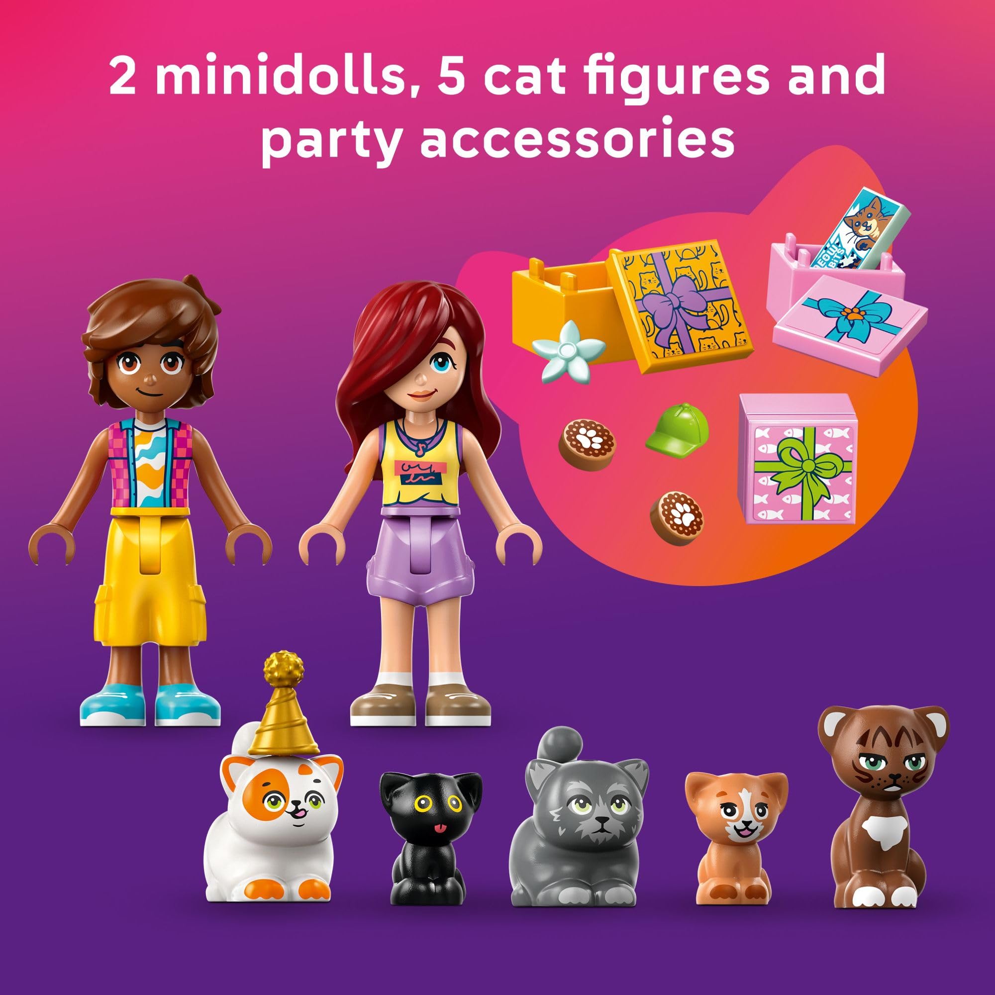 LEGO Friends Cat Birthday Party & Tree House Building Toy - Pretend Play Building Blocks W/Cat Toys & 2 Minidolls - Creative Storytelling Kids Toy for Girls and Boys, 9+ - Birthday Gift Idea- 42666 🍁 All In One Marketplace Canada