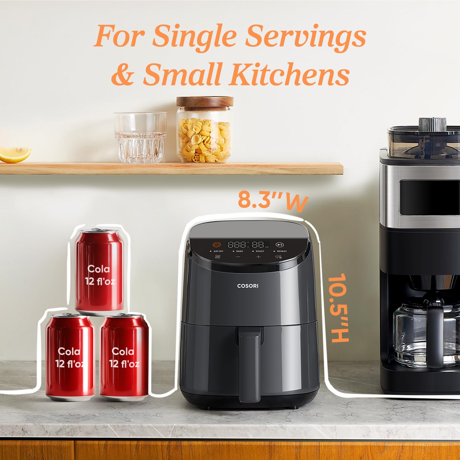Cosori Lite 2.1 Qt Small Air Fryer, Max 400°F, 4-in-1, 97% Less Oil, Gray 🍁 All In One Marketplace Canada