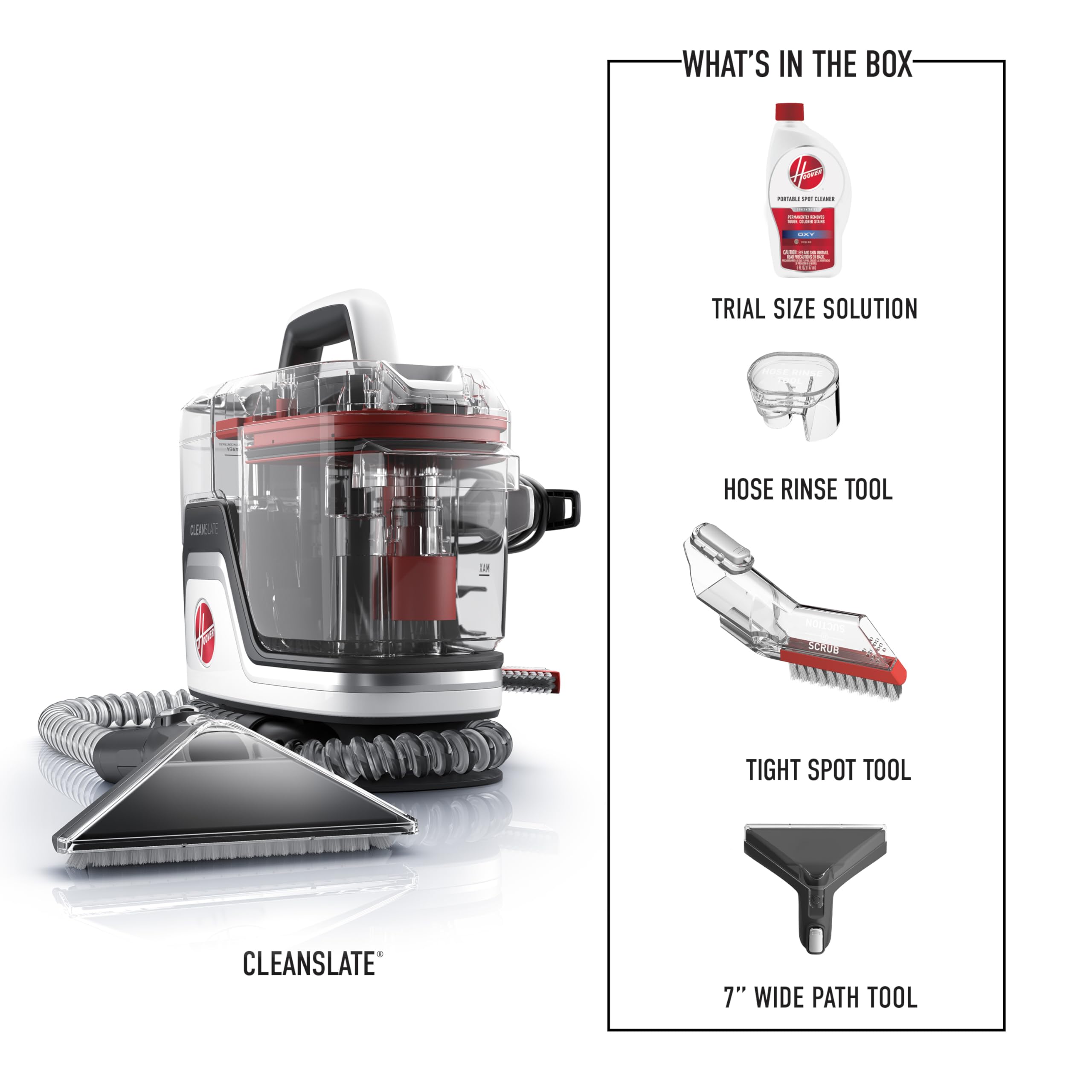 Hoover CleanSlate FH14000V Portable Carpet and Upholstery Spot Cleaner Machine with Dual Tank Technology, 40 oz Capacity, 7 Inch WidePath Tool, Pet Stain Remover, Red 🍁 All In One Marketplace Canada