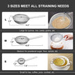 Walfos Fine Mesh Strainers Set, Premium Stainless Steel Sieve and Sifter with Sturdy Handle, Metal Kitchen Strainers Perfect for for Food, Rice, Quinoa, Fruit, Tea, Flour- 3 Sizes 🍁 All In One Marketplace Canada