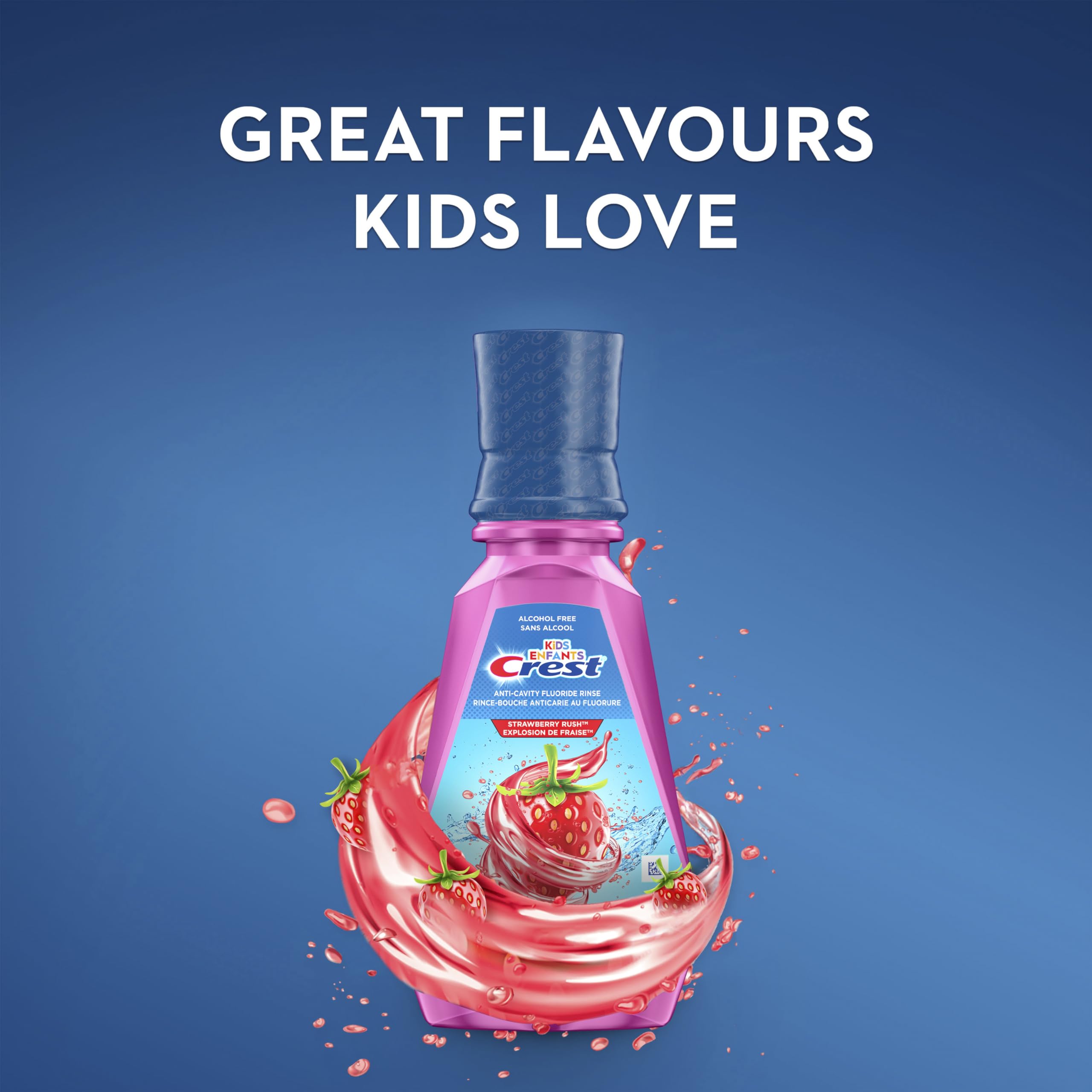 Crest Kid's Anticavity Fluoride Mouthwash, Strawberry Rush, Alcohol-Free Mouthwash for Kids 6+ to Protect Against Cavities, 4X500mL 🍁 All In One Marketplace Canada