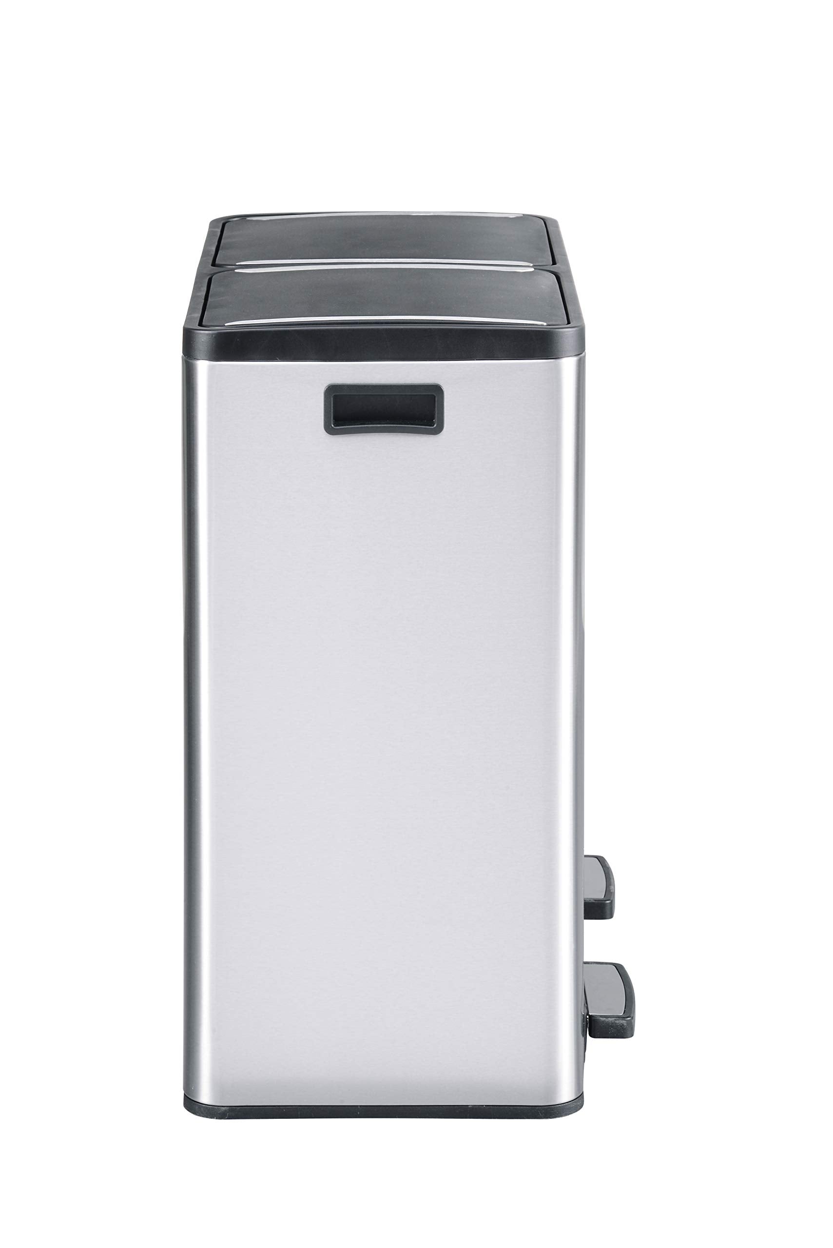 The Step N' Sort 18.5 Gallon Extra Large Capacity, Soft-Step, Dual Trash and Recycling Bin with Removable Inner Bins. Silver 🍁 All In One Marketplace Canada