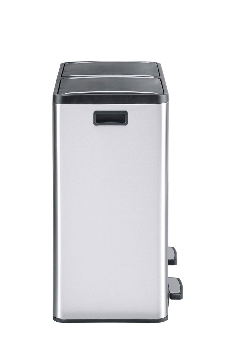 The Step N' Sort 18.5 Gallon Extra Large Capacity, Soft-Step, Dual Trash and Recycling Bin with Removable Inner Bins. Silver 🍁 All In One Marketplace Canada