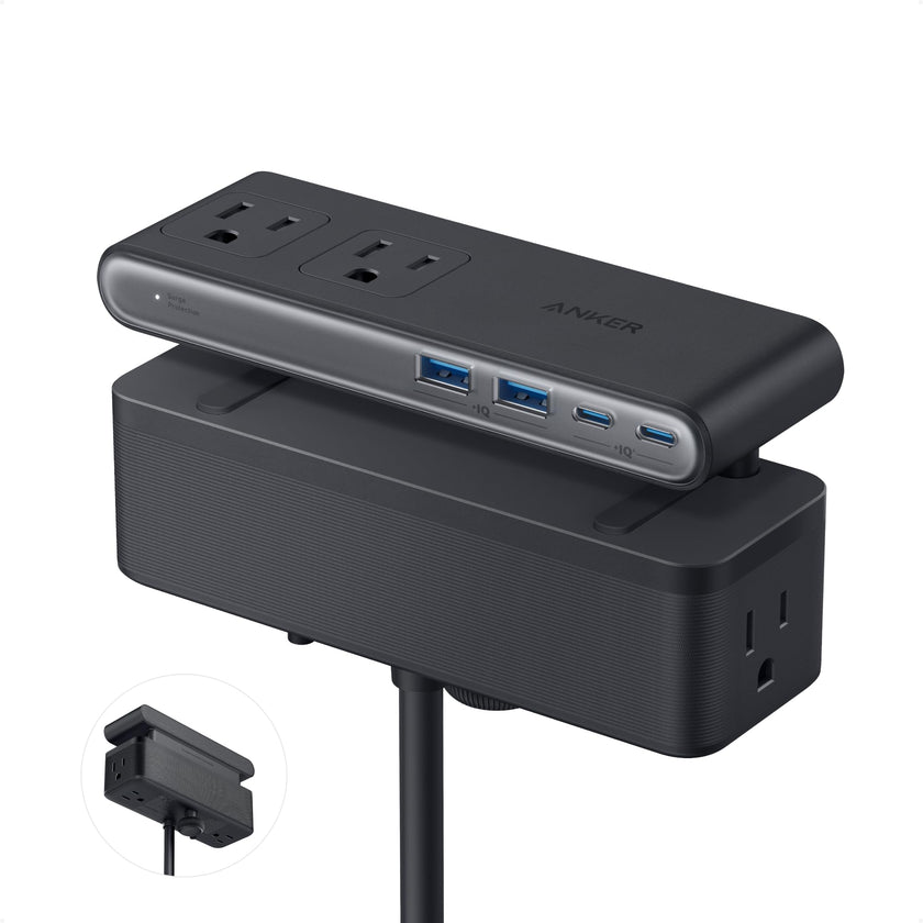 Anker Nano Power Strip, Desk Clamp with 1500J Surge Protector, 5ft Extension Cord, 70W Max Gaming Desk Accessories, 6 AC, 2 USB A, 2 USB C, Home Office Essentials, Fit 0.6~1.8'' Tabletop Edge (Black) 🍁 All In One Marketplace Canada