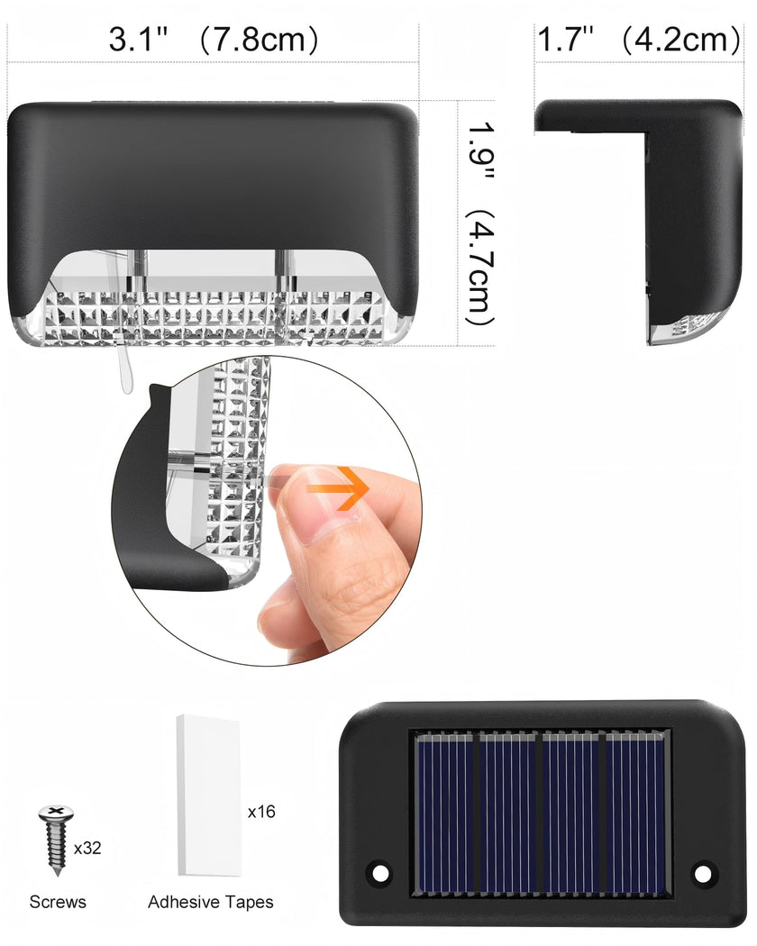 CANASUN Solar Deck Lights 16 Pack Solar Fence Light Solar Powered Outdoor Step Light IP65 Waterproof LED Pathway Light for Deck Fence Railing Garden Patio StairYard (Warm Light) 🍁 All In One Marketplace Canada