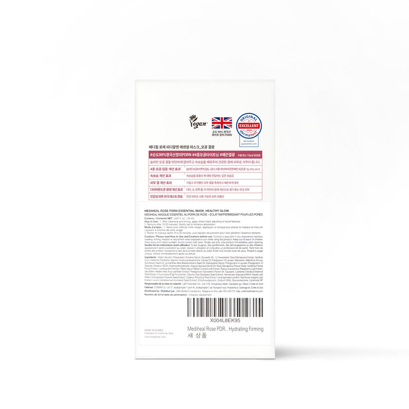 MEDIHEAL Rose PDRN Essential Face Mask - Healthy Glow with Squalane & Vitamin C, Hydrating & Firming, Pore Minimizer & Moisture Barrier, Vegan, Korean Skincare for Women (10 Sheets) 🍁 All In One Marketplace Canada