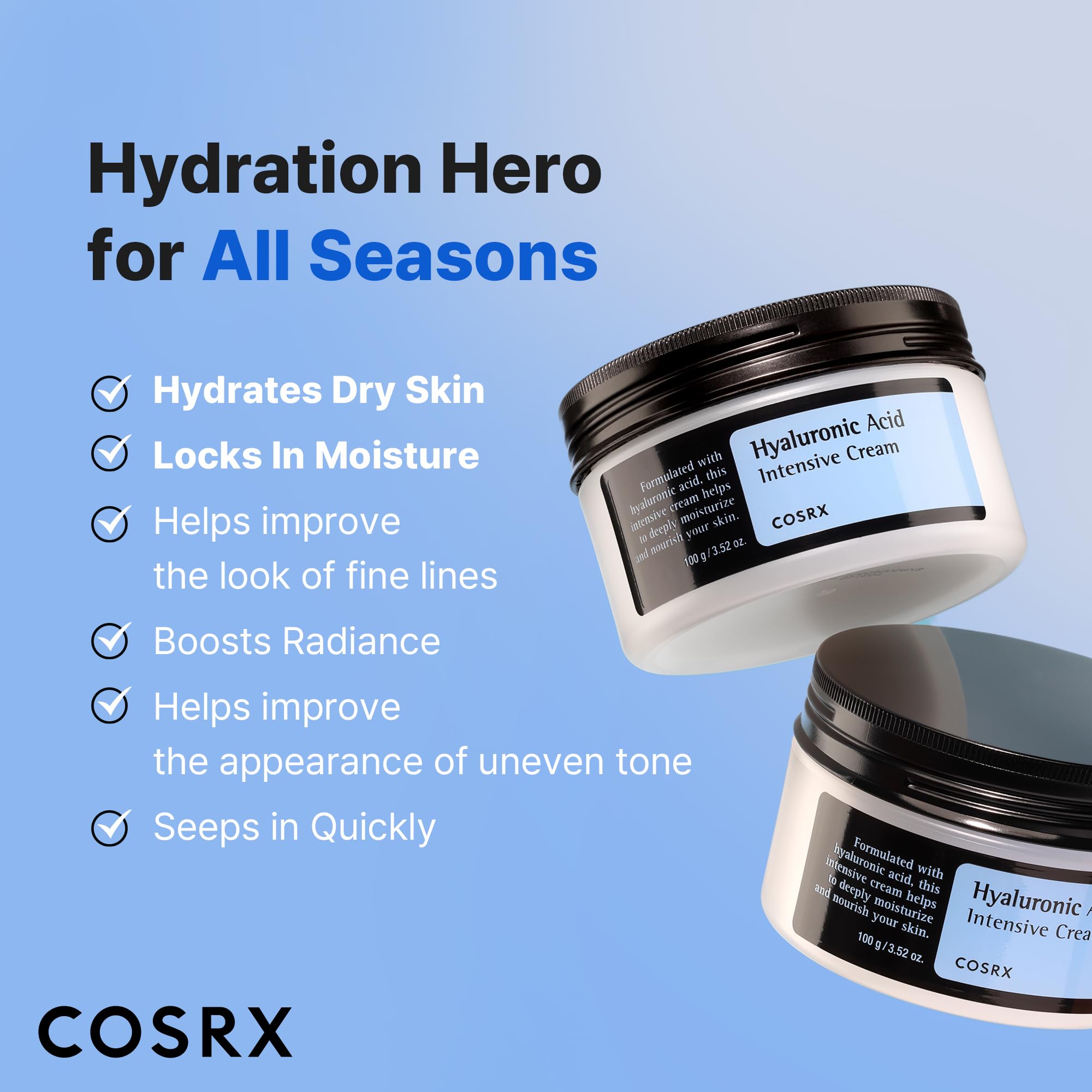 COSRX Hyaluronic Acid Intensive Cream, 100g | Moisturizing Wrinkle Cream | Korean Skin Care, Vegan, Cruelty Free, Paraben Free 🍁 All In One Marketplace Canada