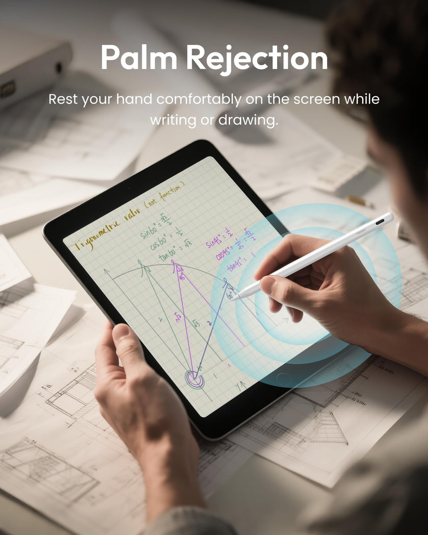 Metapen A8 iPad Pencil,Palm Rejection,4Min Fast Charging,Magnetic Attachment,Stylus Pen Compatible with iPad A16 6th-11th Gen, Air 3/4/5/M2/M3/M4, Pro 11