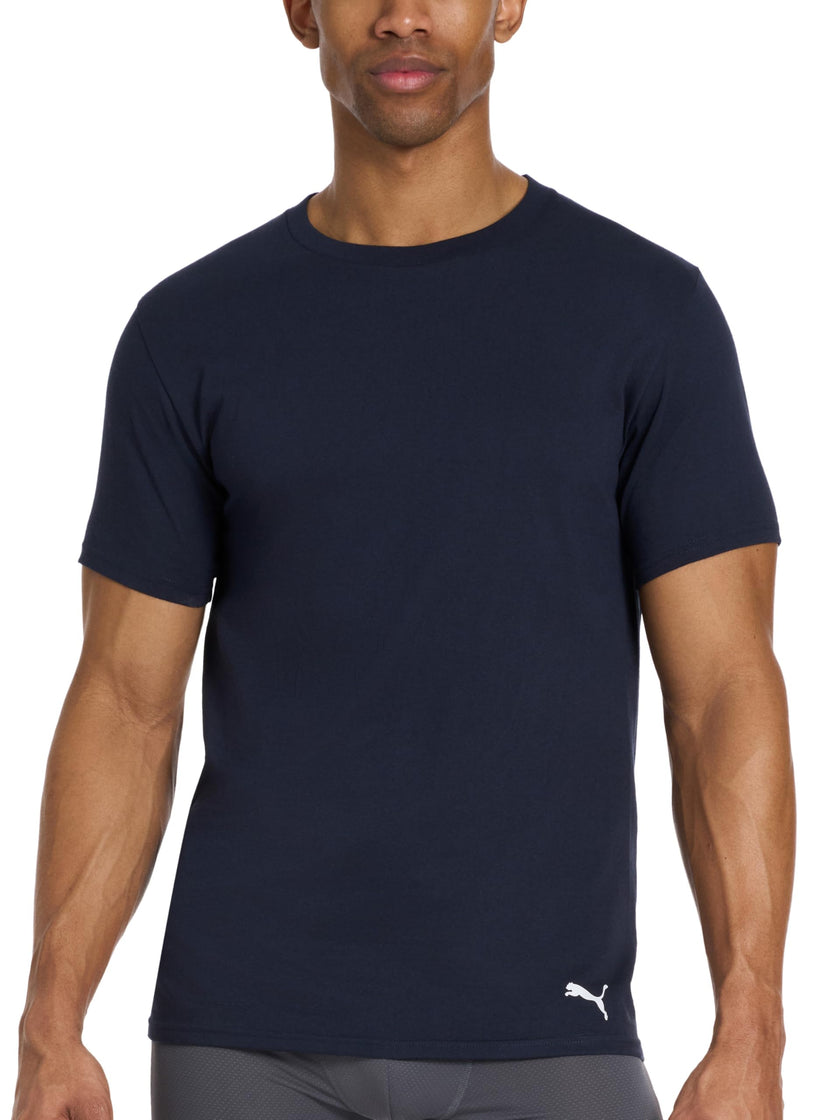 PUMA Men's 4 Pack Cotton Crewneck Short Sleeve T-Shirt, Black/Grey/White/Navy, Large 🍁 All In One Marketplace Canada