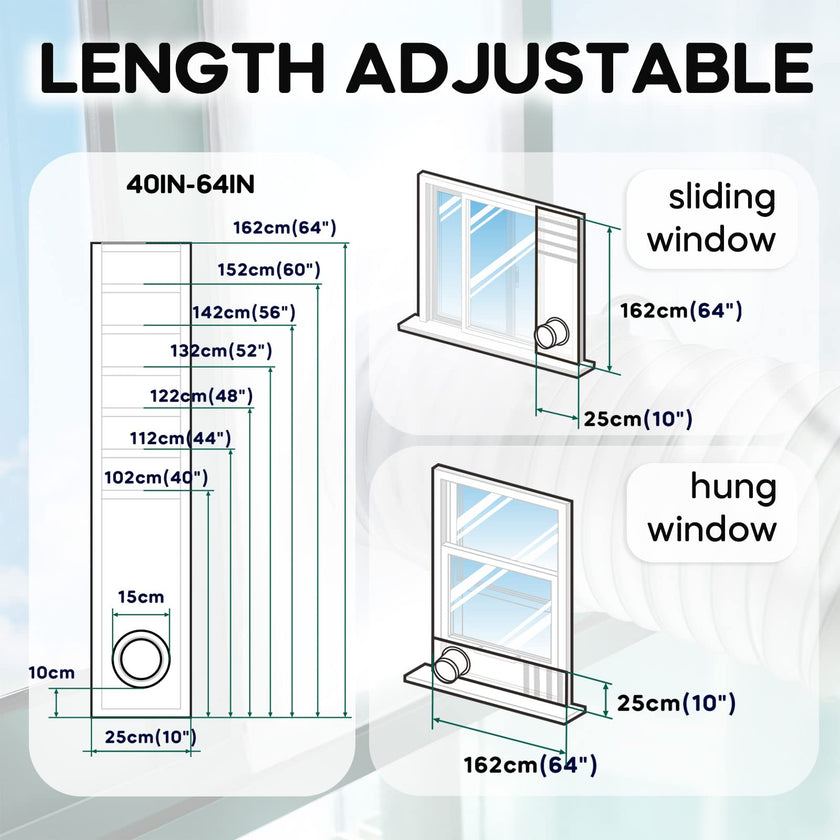 LOVIGA Portable Air Conditioner Window Kit, Window Vent Kit Seal Kit for Portable Air Conditioner Dryer, 25x102~162cm Length Adjustable 2022 Upgraded 100% Sealing Waterproof Easy to Install 🍁 All In One Marketplace Canada