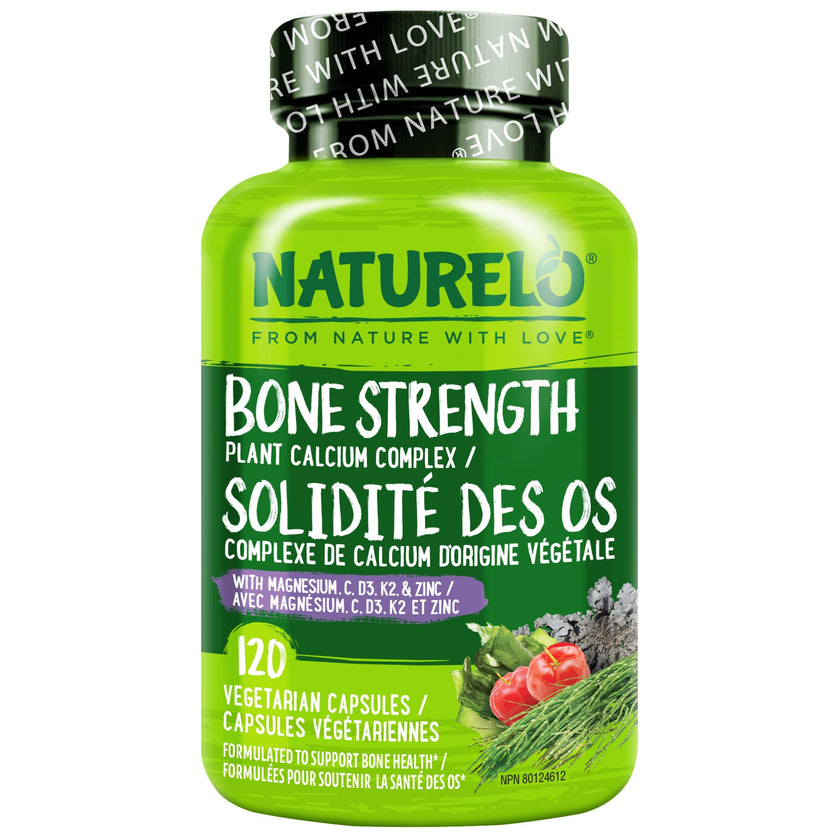 NATURELO Calcium Supplement with Vitamin C, D3, K2, Magnesium & Zinc for Bone Strength, 120 Vegetarian Capsules, with Plant-Based Calcium 600mg, Non-GMO, Soy & Gluten-Free 🍁 All In One Marketplace Canada