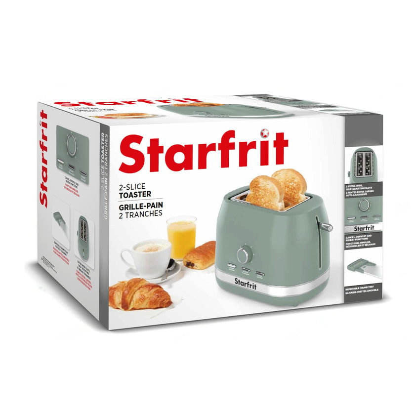 Starfrit 2-Slice Toaster – 7 Adjustable Browning Levels – Removable Tray – 850W - Sage 🍁 All In One Marketplace Canada