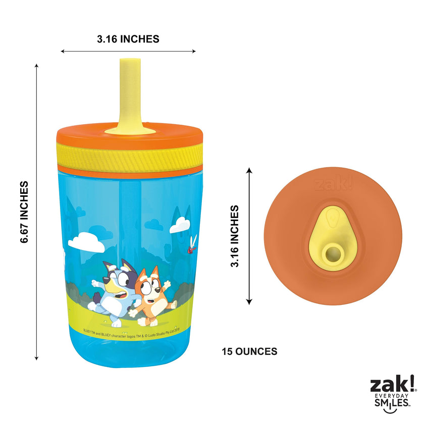 Zak Designs Bluey Kelso 15oz Leak-Proof Toddler Straw Cups, 2-Pack 🍁 All In One Marketplace Canada