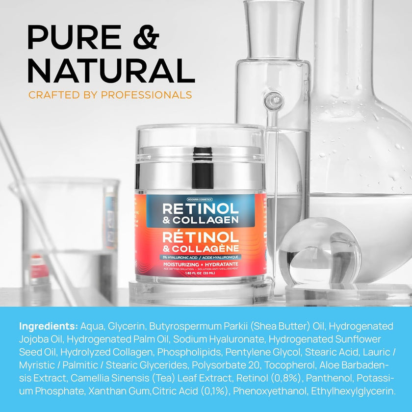 Retinol Cream for Face with Hyaluronic Acid, Collagen Day & Night Moisturizer for Women and Men, Age Solution Cream, 1.85 Oz 🍁 All In One Marketplace Canada