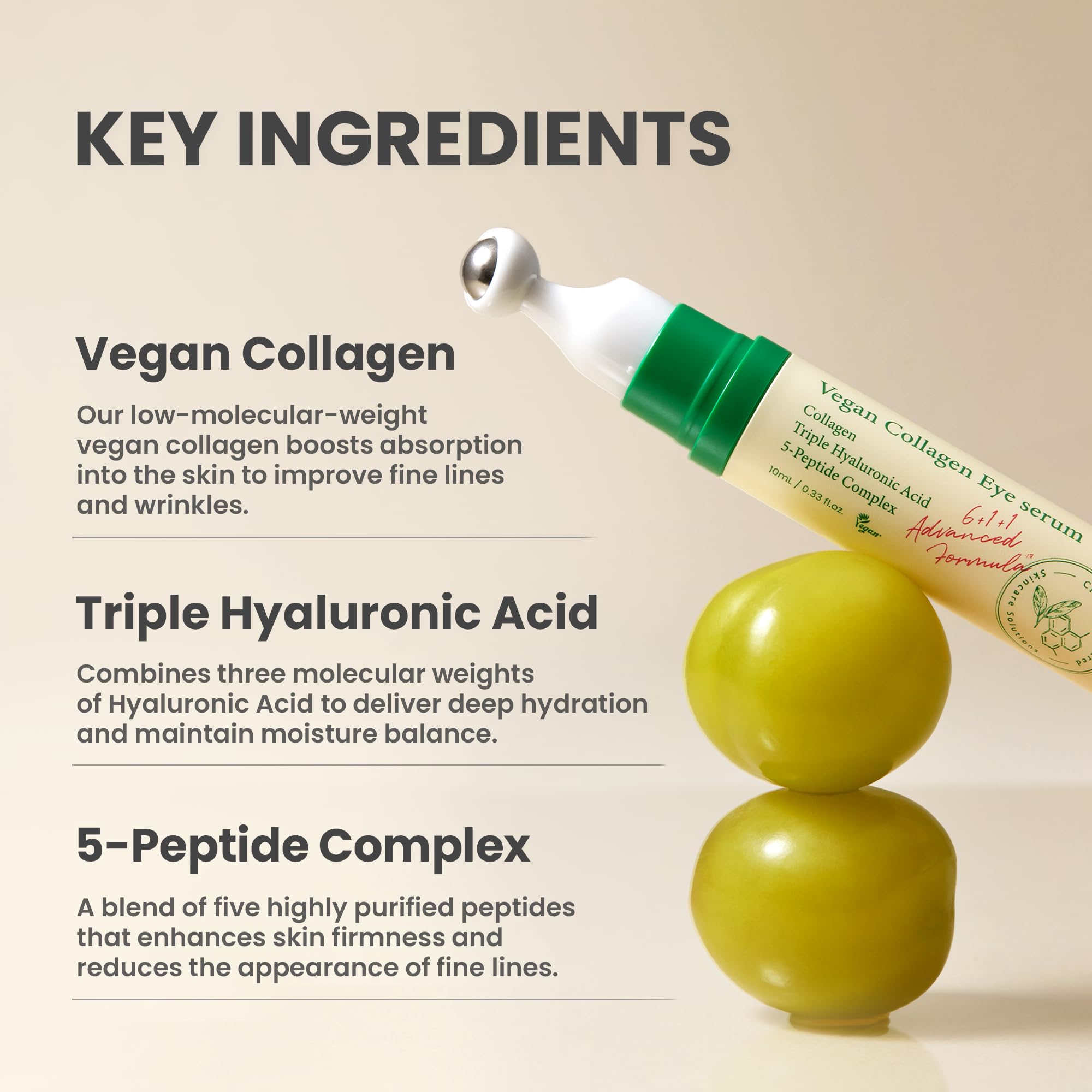 AXIS-Y Vegan Collagen Eye Serum with Triple Hyaluronic Acid & 5-Peptide Complex | Wrinkle Care, Fine Line Reduction, Brightening | Vegan & Cruelty-Free Korean Skin Care | 10ml 🍁 All In One Marketplace Canada