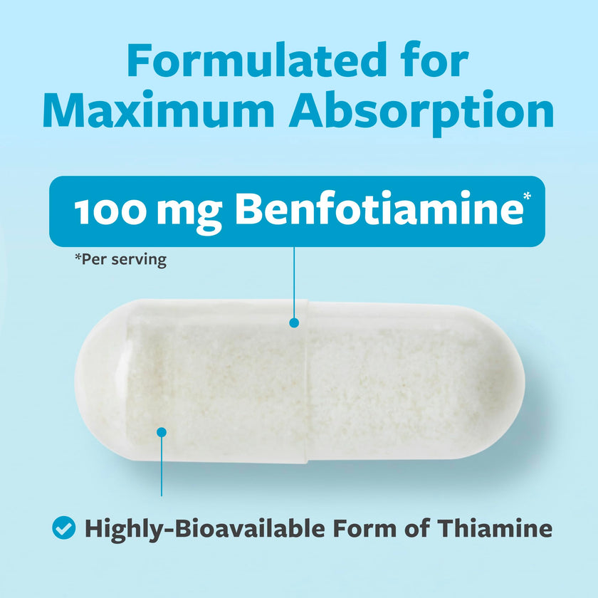 Vitamin B1 Benfotiamine 100mg - High Absorption Energy & Metabolism Support - Highly Bioavailable Thiamine B1 Supplement to Support Energy Production & Metabolism - Made in Canada, Non-GMO - 120 Ct 🍁 All In One Marketplace Canada