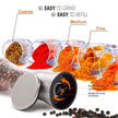 Pepper Grinder or Salt Grinder, Best Spice Mill with Ceramic Blades, Adjustable Coarseness, Brushed Stainless Steel Cap, and Refillable Tall Glass Body with 6OZ Capacity (7.5