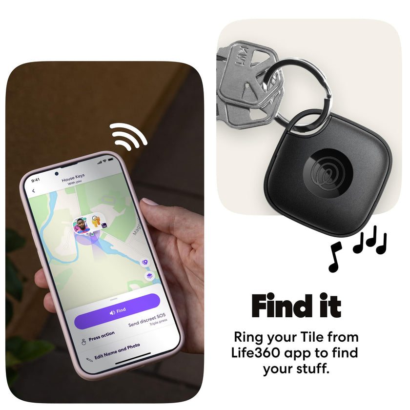 Life360 Tile - Bluetooth Tracker, Keys Finder and Item Locator for Keys, Bags and More. Phone Finder. Both iOS and Android Compatible. 1-Pack (Black) 🍁 All In One Marketplace Canada