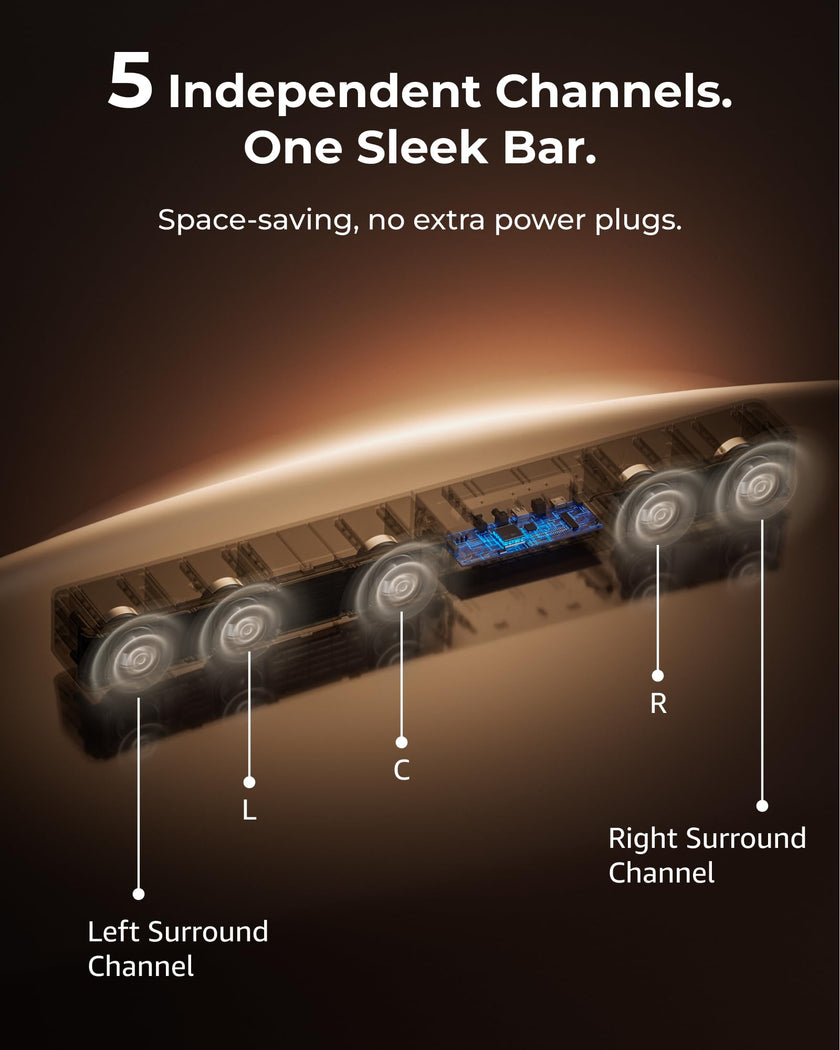 ULTIMEA 5.1ch Soundbar with Dolby Atmos, Sound Bar with Subwoofer for Smart TV, Home Theater Surround Sound System for TV, 300W, Adjustable Bass Boost, App, Bluetooth 5.4, Poseidon M60 (2025 Model) 🍁 All In One Marketplace Canada