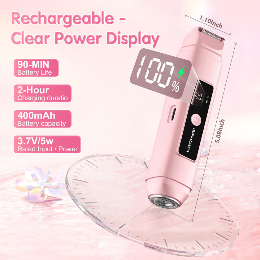 Bikini Trimmer Women, 2 in 1 Electric Razor, Painless Shaver for Women, IPX7 Waterproof USB Rechargeable Wet & Dry Hair Trimmer, Portable Travel Groomer for Bikini Line, Legs and Underarms, Pink 🍁 All In One Marketplace Canada