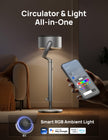 DREO Smart Fans for Bedroom, 120° +120° Omni-Directional Oscillating Fan, 90ft Quiet Pedestal Fan with RGB Light, 9 Speeds, 6 Modes, 20dB, 8H Timer, Wi-Fi/Voice, 37-42