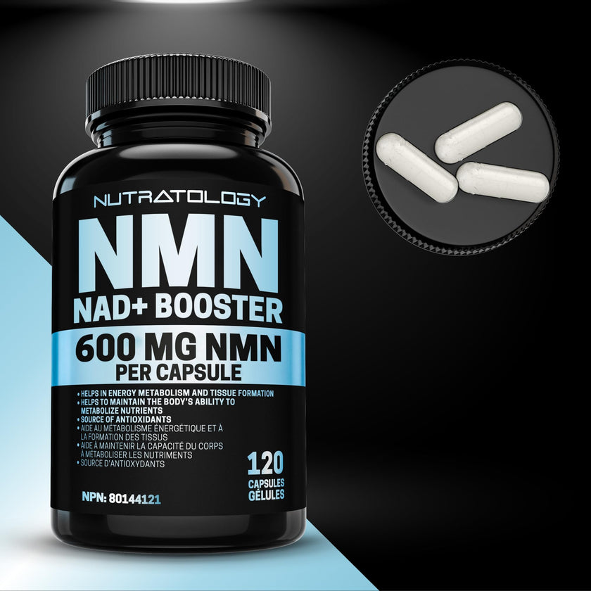 Nutratology® NMN Supplement - 1200 mg Per Serving - NAD+ Booster - Made In Canada - Premium 99% Purity - Protects Cellular Health & Supports Healthy Aging - 120 Capsules 🍁 All In One Marketplace Canada