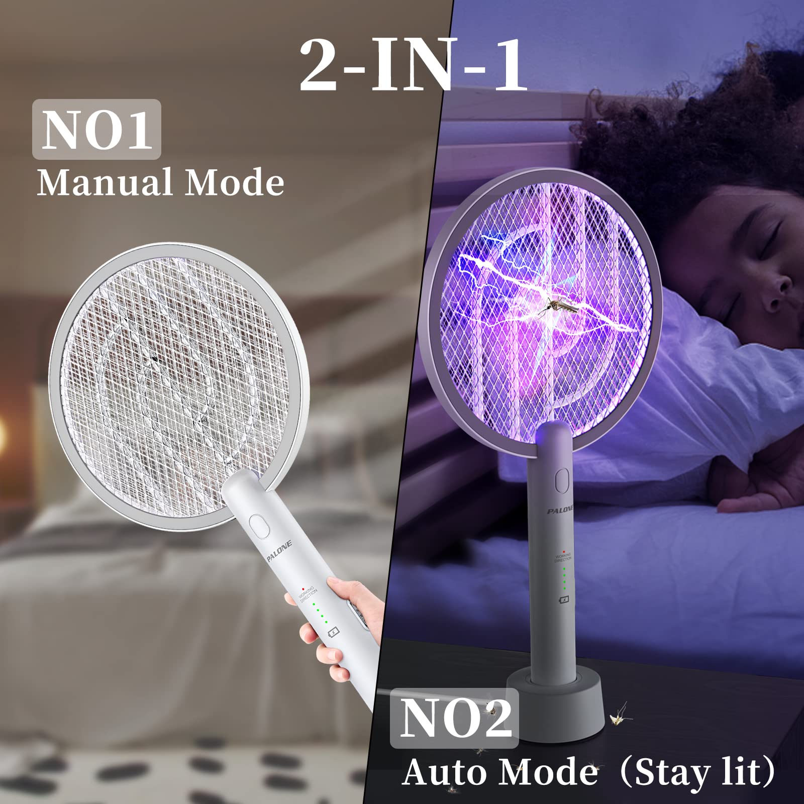 PALONE Bug Zapper Racket, Electric Bug Zapper, 4000V Electric Swatter 3 Layers Lamp, Indoor Zapper Without Waving Hands for Kitchen, Home, Garden and Outdoors 🍁 All In One Marketplace Canada
