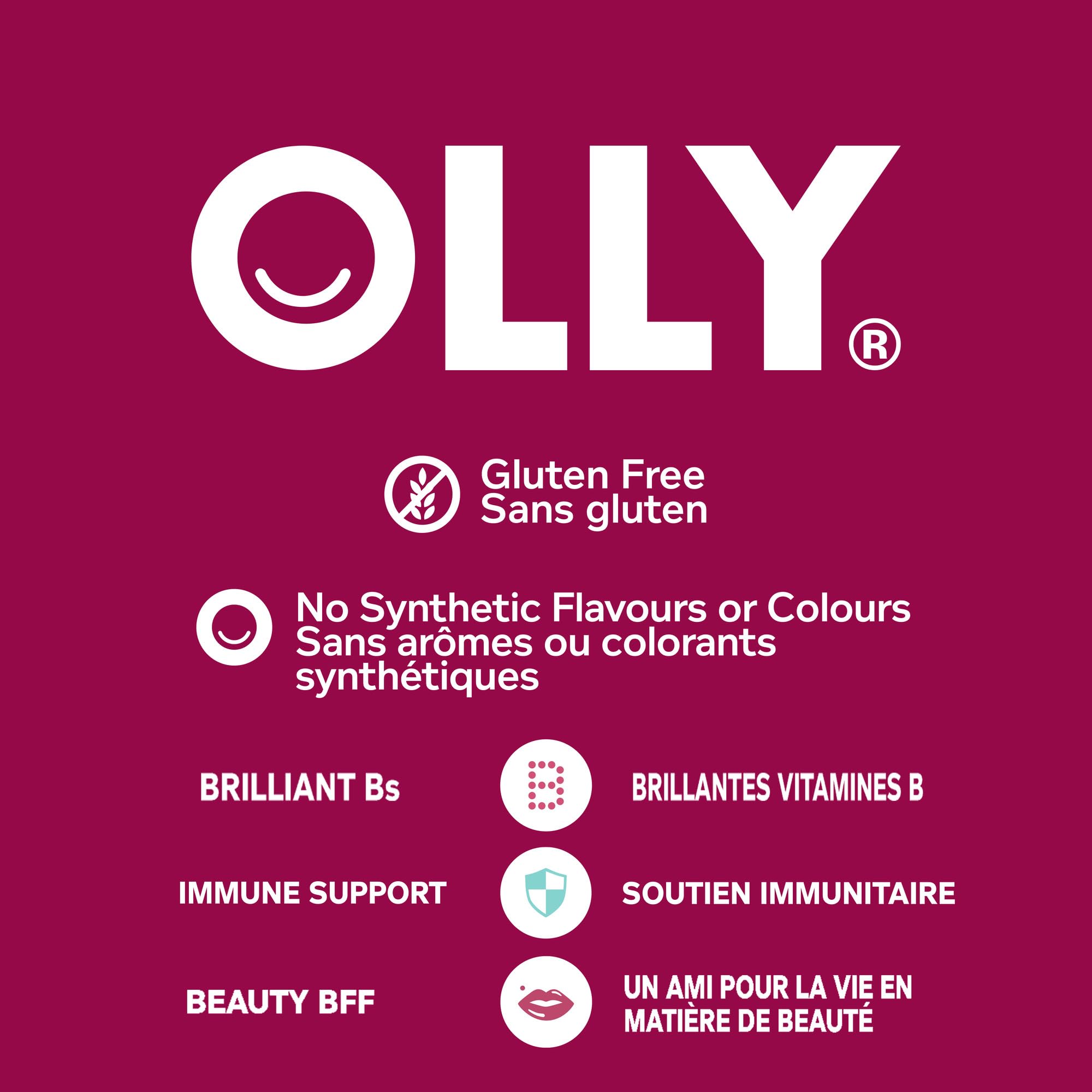 OLLY Women's Multi Gummy Supplement with no artificial flavours and colours Blissful Berry multivitamin to help support women's health 45 day supply, 90 gummies 🍁 All In One Marketplace Canada