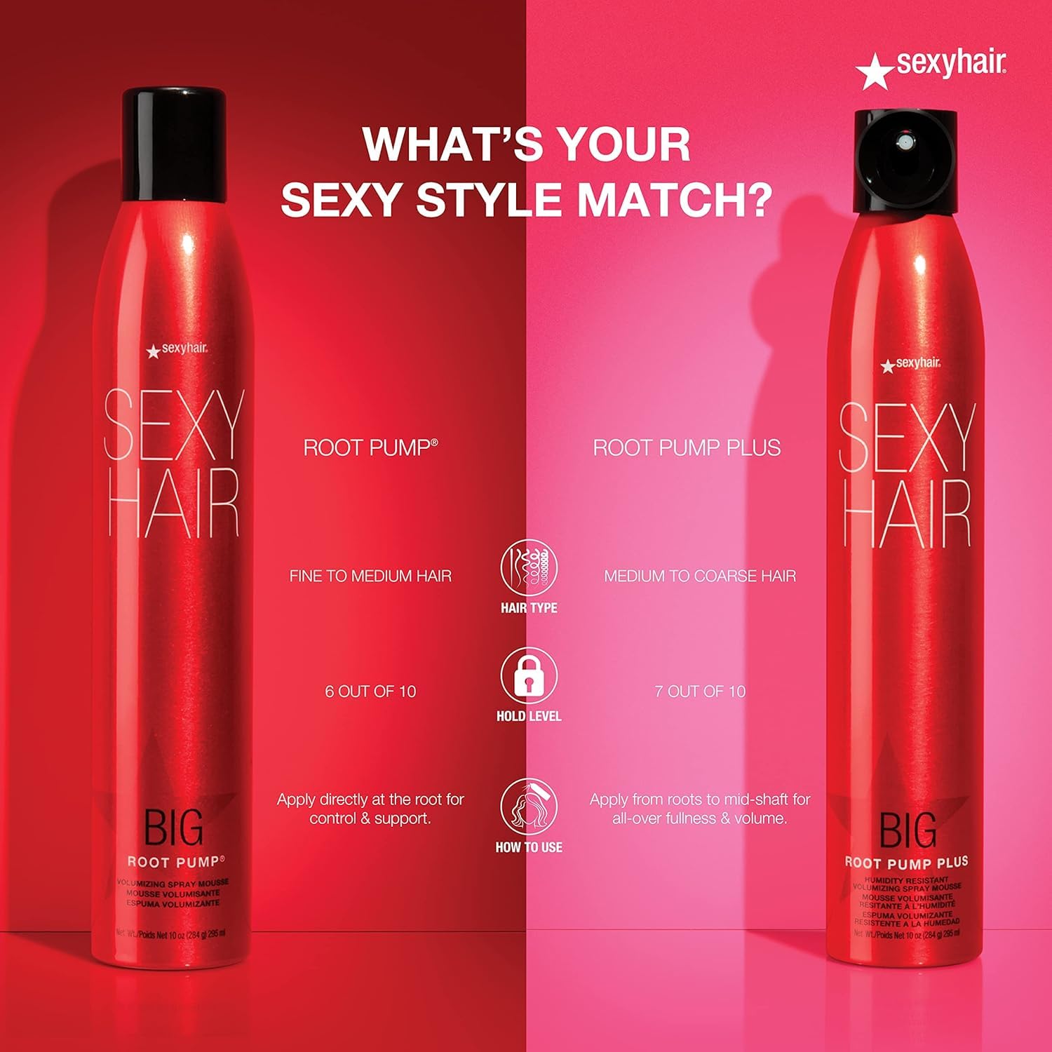 SexyHair Big Root Pump Volumizing Spray Mousse, Volume with Medium Hold, Up to 72 Hour Humidity Resistance, 295 ml 🍁 All In One Marketplace Canada