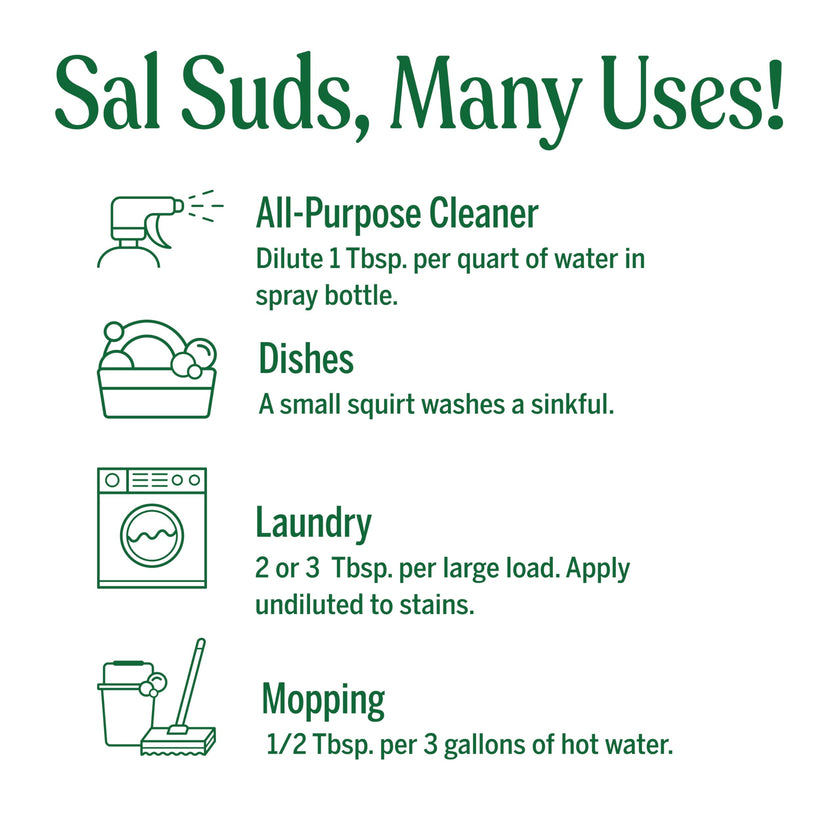 Dr. Bronner's - Sal Suds Biodegradable Cleaner (946 mL) - Concentrated All-Purpose Cleaner for Floors, Laundry, and Dishes, Cuts Grease and Dirt, Powerful Formula 🍁 All In One Marketplace Canada