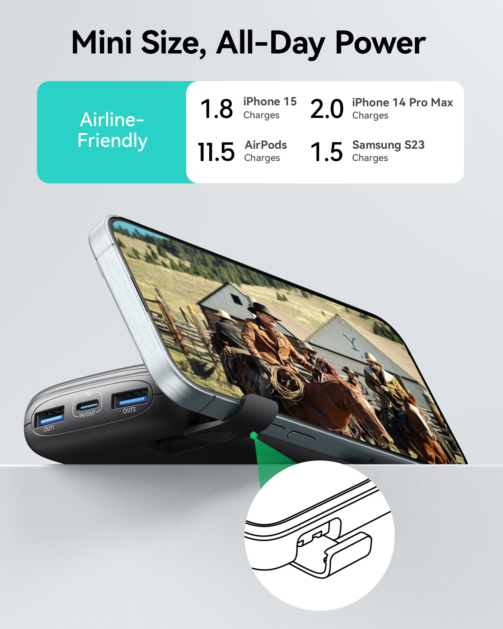 INIU Power Bank, Smallest 22.5W 10000mAh Portable Charger, USB C in&Out Fast Charging 3-Output Mini Battery Pack Charger with Phone Holder for iPhone 17 16 15 14 Samsung S24 S23 AirPods iPad etc 🍁 All In One Marketplace Canada