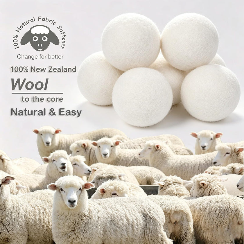 Budieggs Wool Dryer Balls Organic XL 6-Pack, 100% New Zealand Wool Chemical Free Fabric Softener for 1000+ Loads, Baby Safe & Hypoallergenic, Fabrics Soft and Fluffy Naturally 🍁 All In One Marketplace Canada