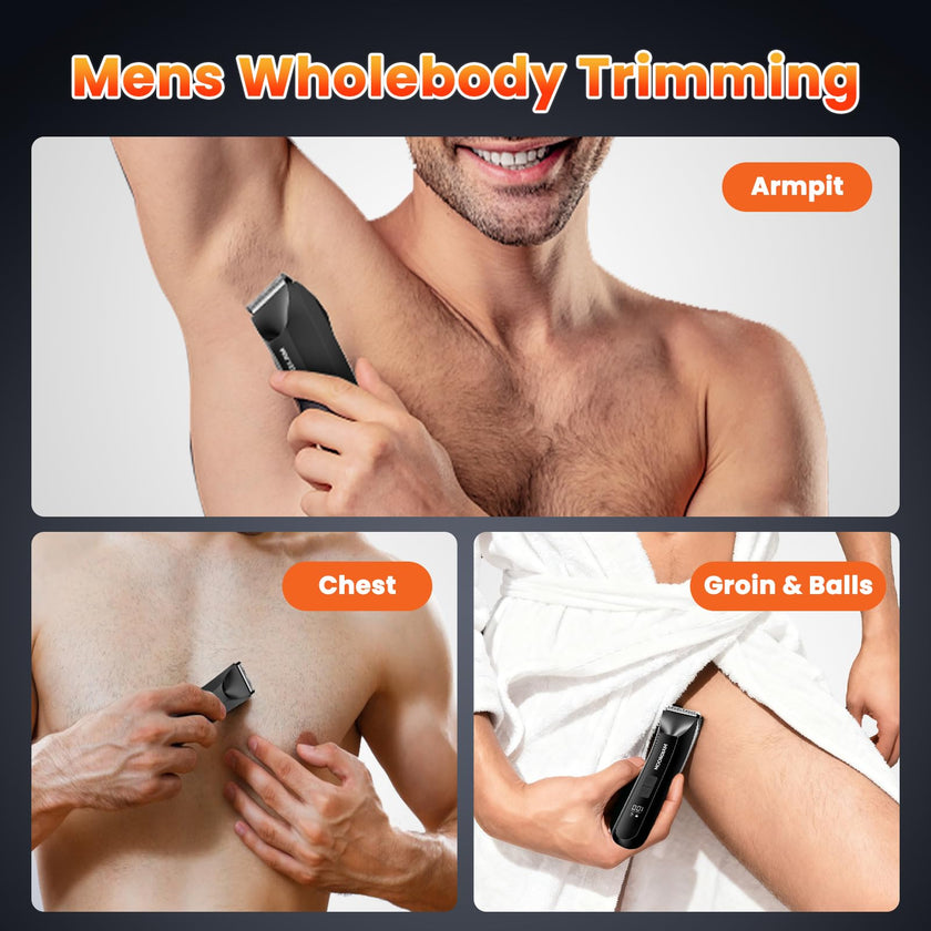 MAXGROOM Manscape Body Hair Trimmer for Men, Waterproof Pubic Hair Trimmer, Electric Razor Men with LED Light, 3mm & 6mm Guide Comb and Travel Pouch 🍁 All In One Marketplace Canada