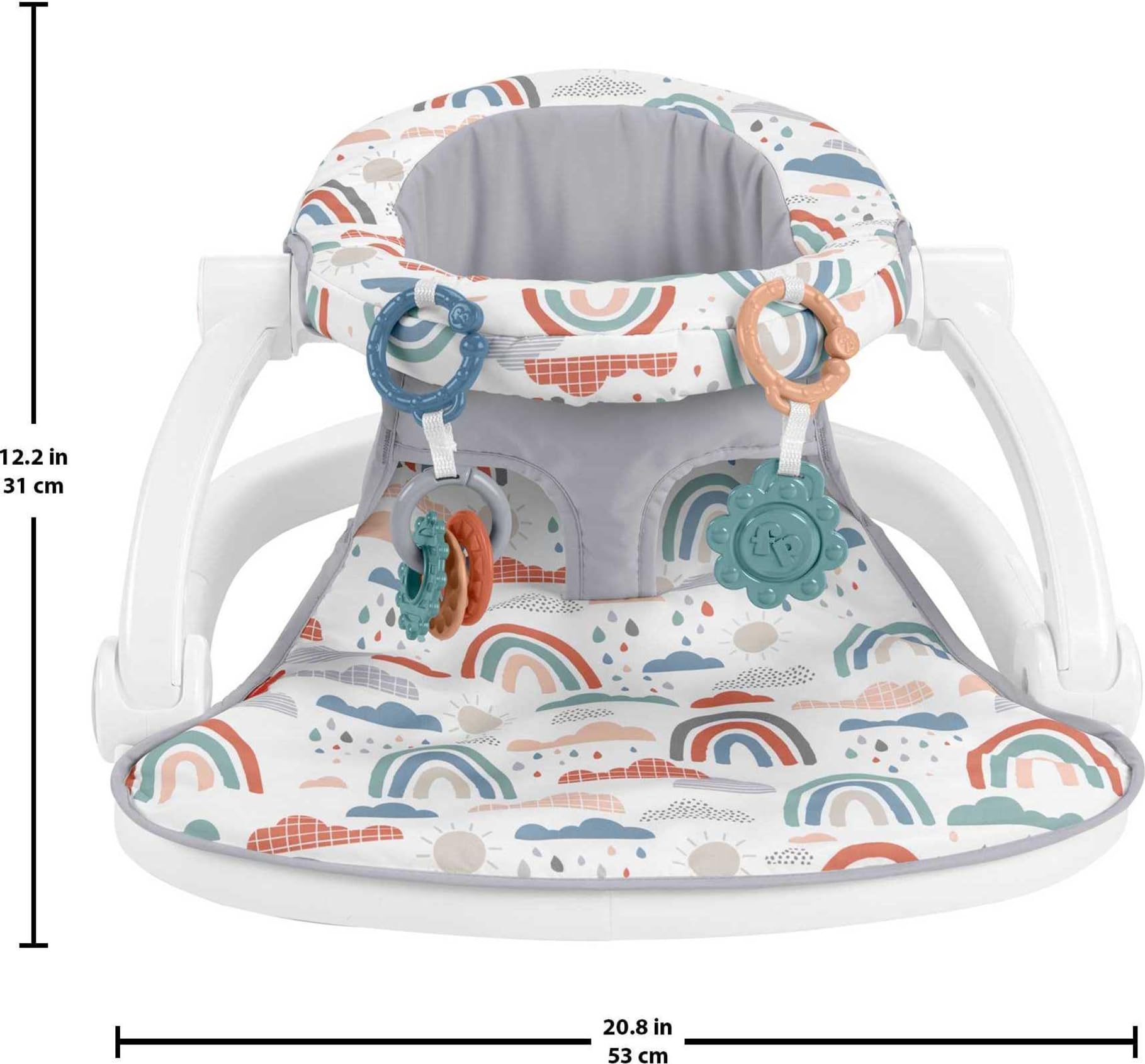 Fisher-Price Portable Baby Chair Sit-Me-Up Floor Seat with Developmental Toys & Machine Washable Seat Pad, Rainbow Showers 🍁 All In One Marketplace Canada
