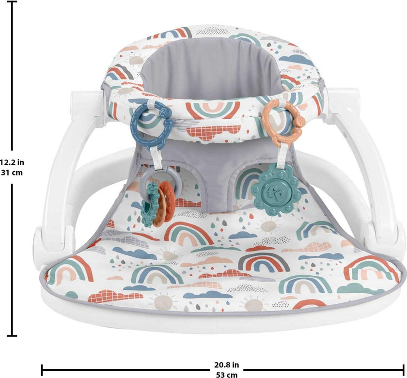 Fisher-Price Portable Baby Chair Sit-Me-Up Floor Seat with Developmental Toys & Machine Washable Seat Pad, Rainbow Showers 🍁 All In One Marketplace Canada