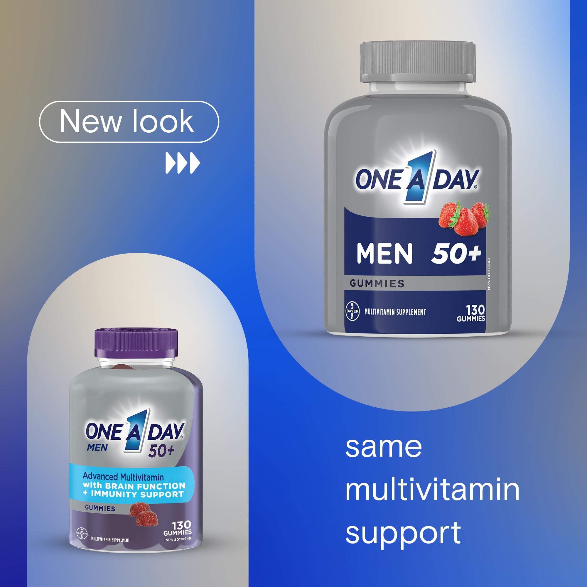 One A Day Men 50 Plus Multivitamin Gummies- Advanced Multivitamin Gummy with Brain Function & Immunity Support, Formulated with Vitamins & Minerals for Men 50+, 130 Gummies 🍁 All In One Marketplace Canada