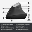 Logitech MX Vertical Wireless Mouse – Ergonomic Design Reduces Muscle Strain, Move Content Between 3 Windows and Apple Computers, Rechargeable, Graphite 🍁 All In One Marketplace Canada