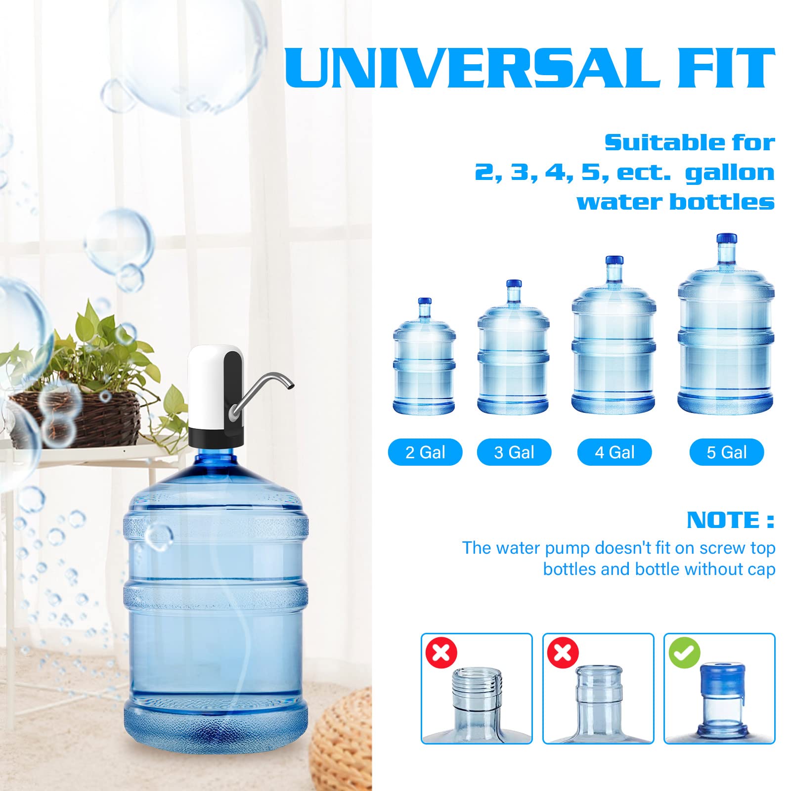 GetKen Water Dispenser & Water Table Pump for 5 Gallon Bottle, Rechargeable 🍁 All In One Marketplace Canada