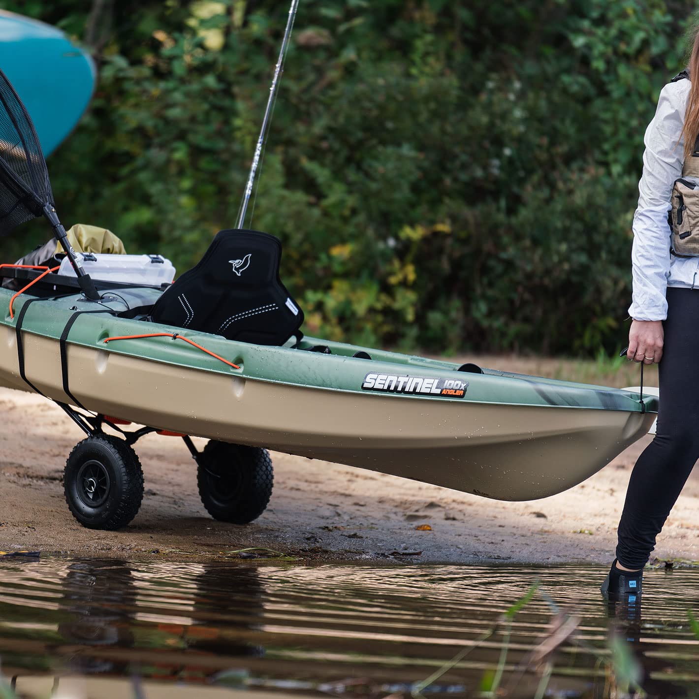 Pelican - Universal Canoe, Kayak & Stand Up Paddle SUP Cart Carrier - Fold Together Trolley with Wide Removable Inflatable Tires, Black, Medium 🍁 All In One Marketplace Canada