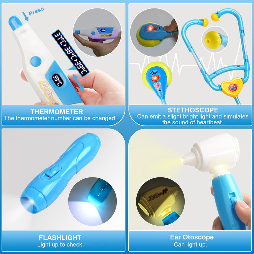 Doctor Kit Kids Toys for 2 3 4 Year Old Girl Boys, Dentist Kit Pretend Play Costume Dress Up Game Medical Kit Educational Toddler Toys for 2 3 4 5 6 + Year Old Boys Girls Birthday Gifts 🍁 All In One Marketplace Canada