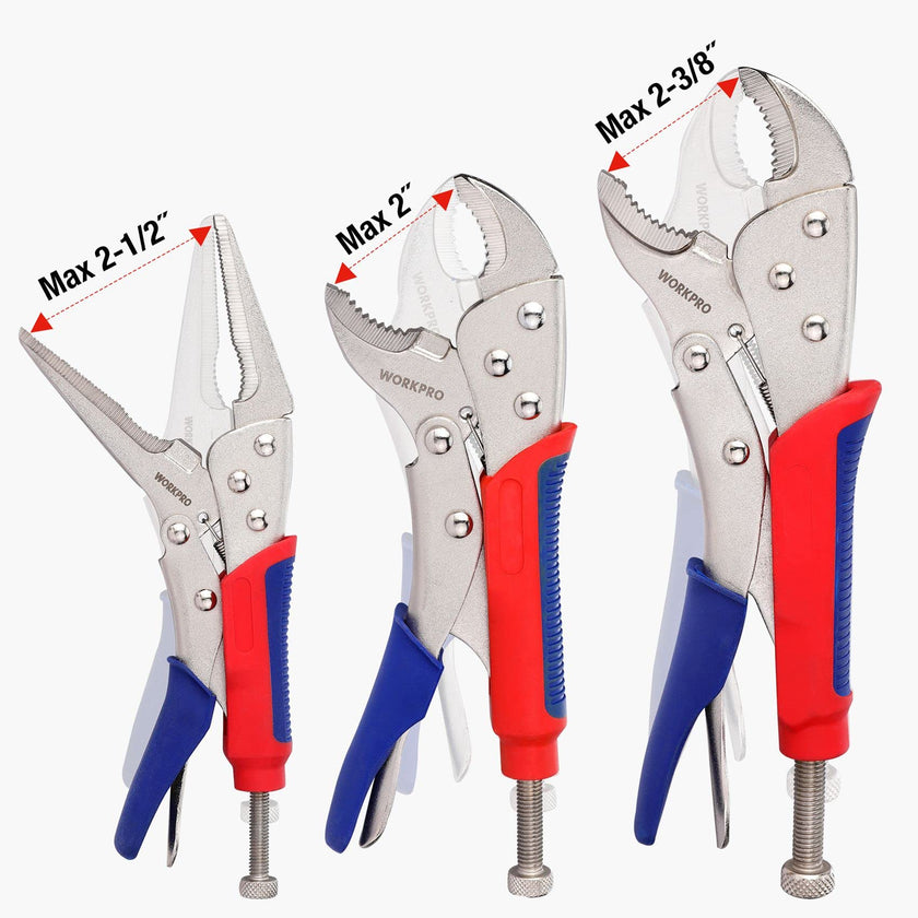 WORKPRO 3-piece Locking Pliers Set, 10-inch Curved Jaw, 7-inch Curved Jaw and 6-1/2-inch Straight Jaw 🍁 All In One Marketplace Canada