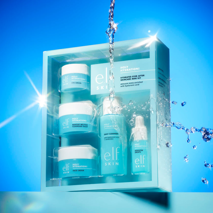 e.l.f. SKIN Holy Hydration! Hydrated Ever After Skincare Mini Kit, Cleanser, Makeup Remover, Moisturizer & Eye Cream For Hydrating Skin, Airplane-Friendly Sizes 🍁 All In One Marketplace Canada