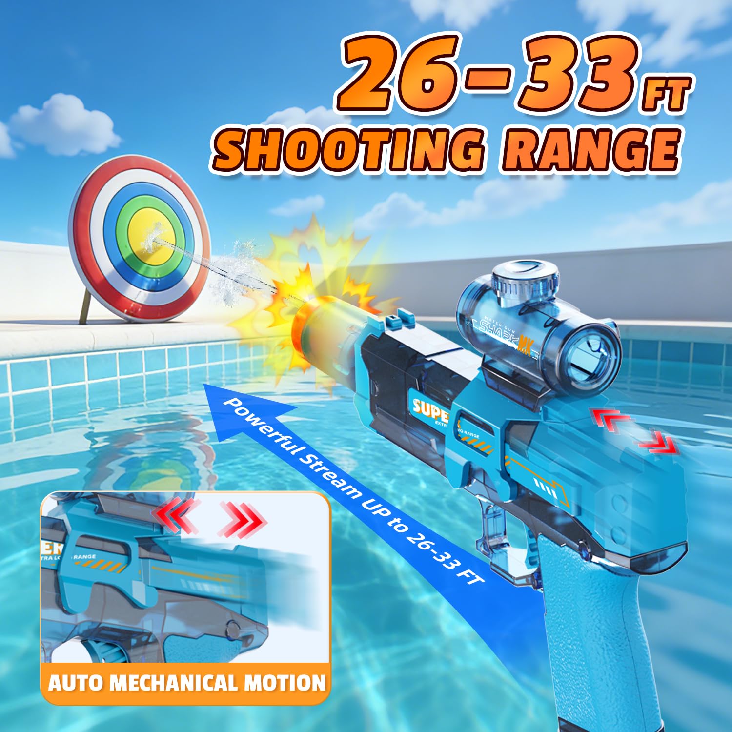 4PCS Electric Water Gun for Kids Adults,Mini Auto Squirt Gun with Flashing Muzzle,26FT Range,Leak-Proof Rechargeable Water Blaster for Summer Pool Beach Water Fights (Black+Blue) 🍁 All In One Marketplace Canada