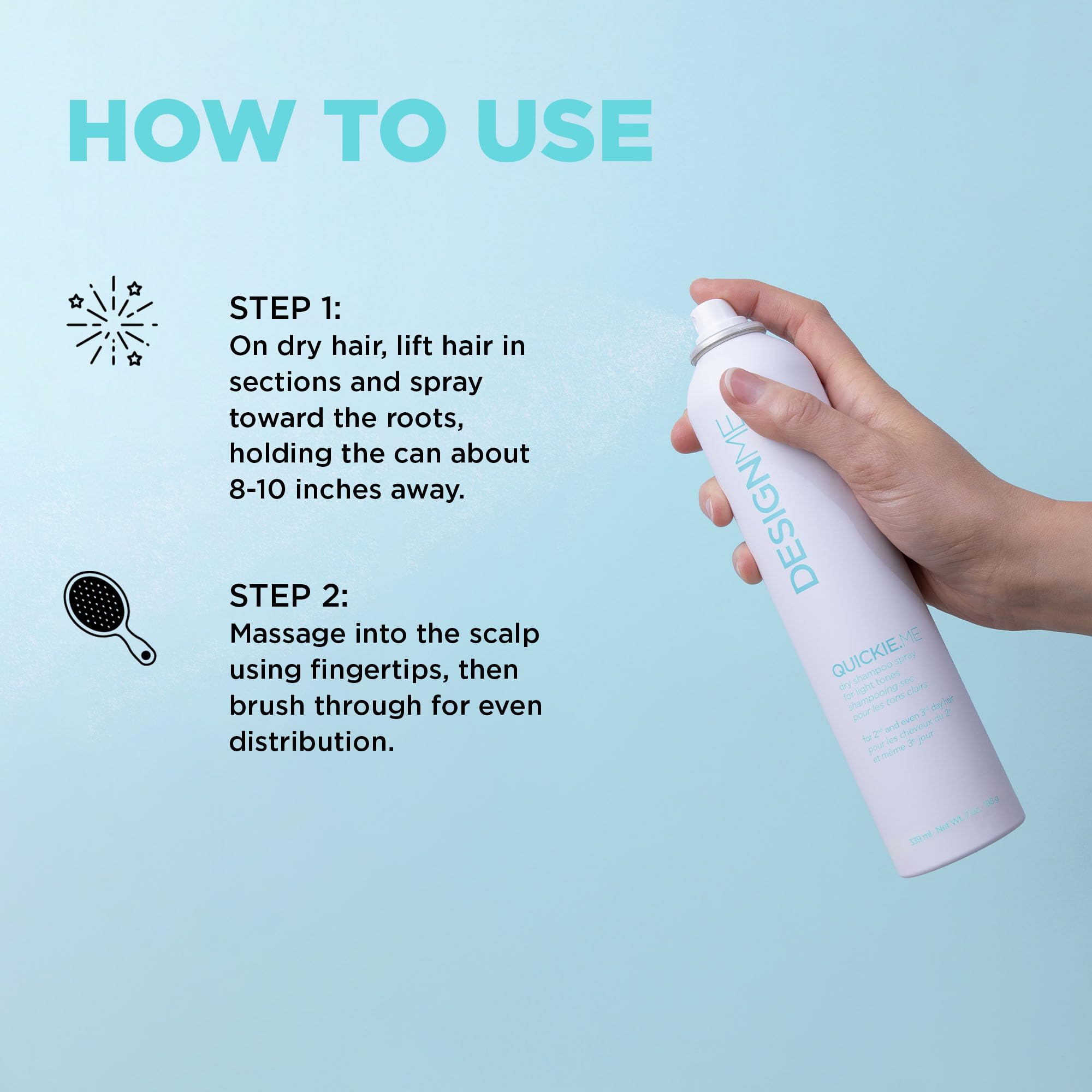 DESIGNME QUICKIE.ME Dry Shampoo Spray | Oil Absorbing | Root Lifting Shampoo for Light Tone, 339mL 🍁 All In One Marketplace Canada