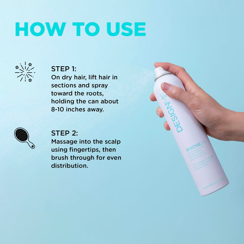 DESIGNME QUICKIE.ME Dry Shampoo Spray | Oil Absorbing | Root Lifting Shampoo for Light Tone, 339mL 🍁 All In One Marketplace Canada