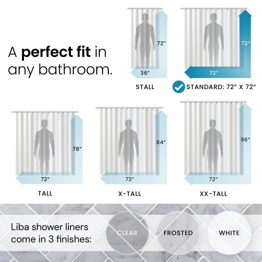 LiBa PEVA 8G Bathroom Shower Curtain Liner, 72